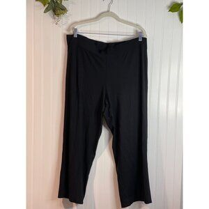 Eileen Fisher Womens Black Viscose-Spandex Pull-On Wide Leg Pants XL